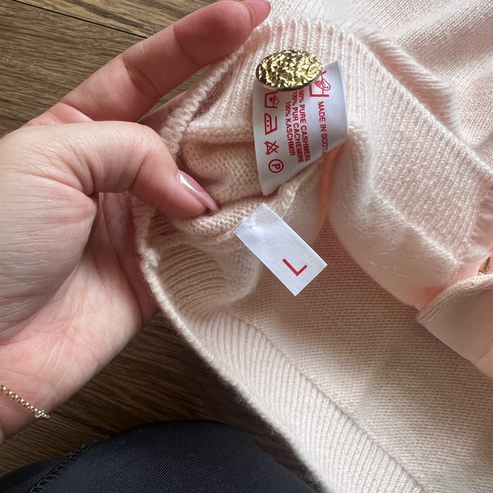 N.Peal Pink 100% Cashmere Gold Button Up Cardigan - Picture 3 of 4